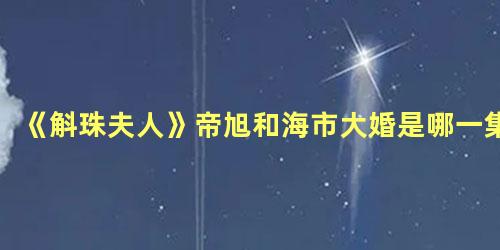 《斛珠夫人》帝旭和海市大婚是哪一集