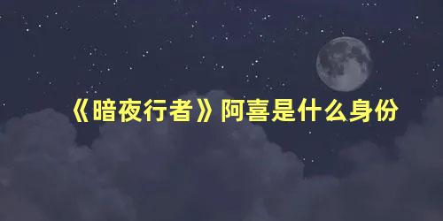 《暗夜行者》阿喜是什么身份