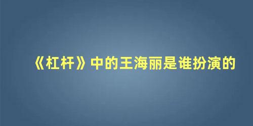 《杠杆》中的王海丽是谁扮演的