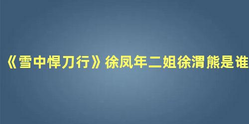 《雪中悍刀行》徐凤年二姐徐渭熊是谁扮演的