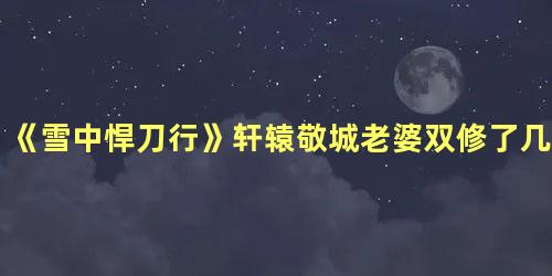 《雪中悍刀行》轩辕敬城老婆双修了几次