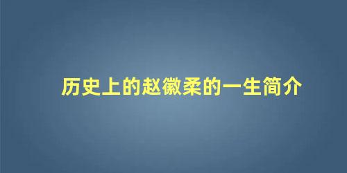 历史上的赵徽柔的一生简介