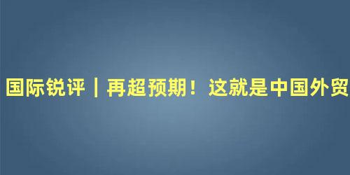 国际锐评｜再超预期！这就是中国外贸强大的韧性